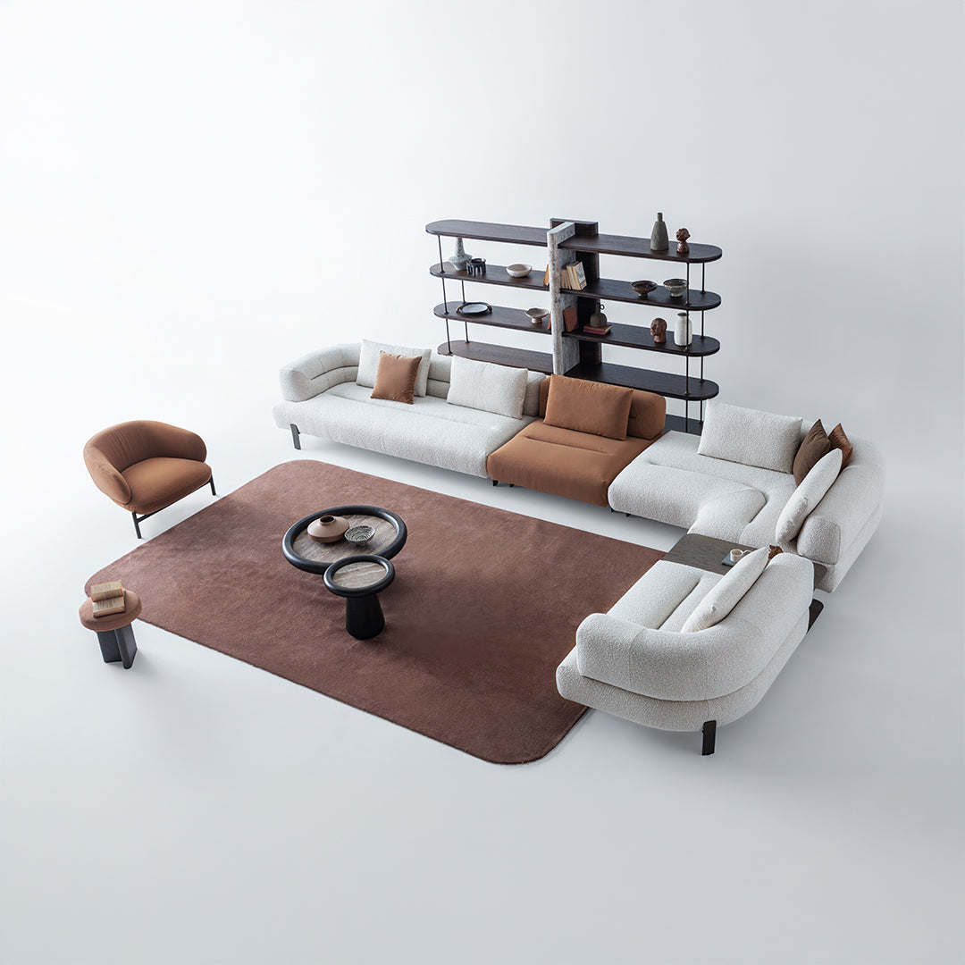Freda corner sofa by Homage Koltuk, two-seater modular sofa with left arm, displayed in a modern living room setting.