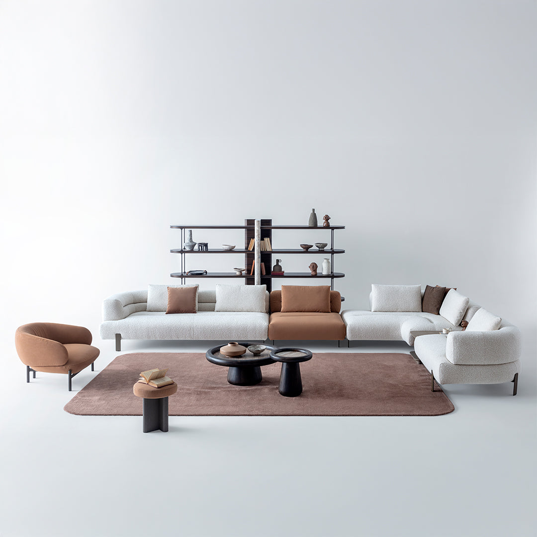 HOMAGE KOLTUK Freda 2-seater corner sofa with left arm, modular design, in a modern living room setting.