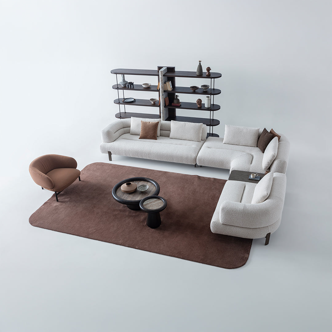 Freda corner sofa by Homage Koltuk, 2-seater with left-arm modular design, displayed in a modern living room setup.