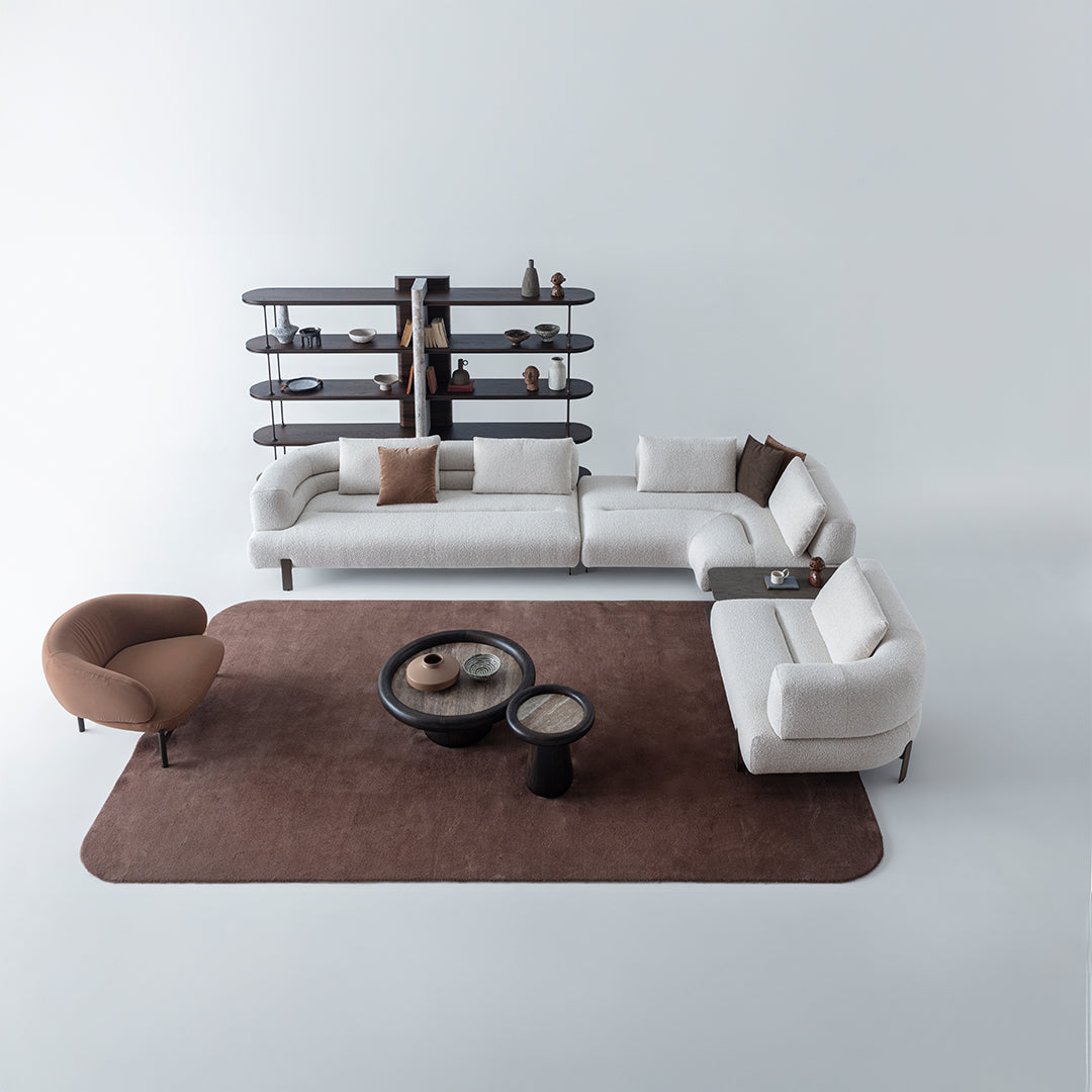 Homage Koltuk Freda corner sofa display model, 2-seater with left arm, modular design, in a modern living room setting.