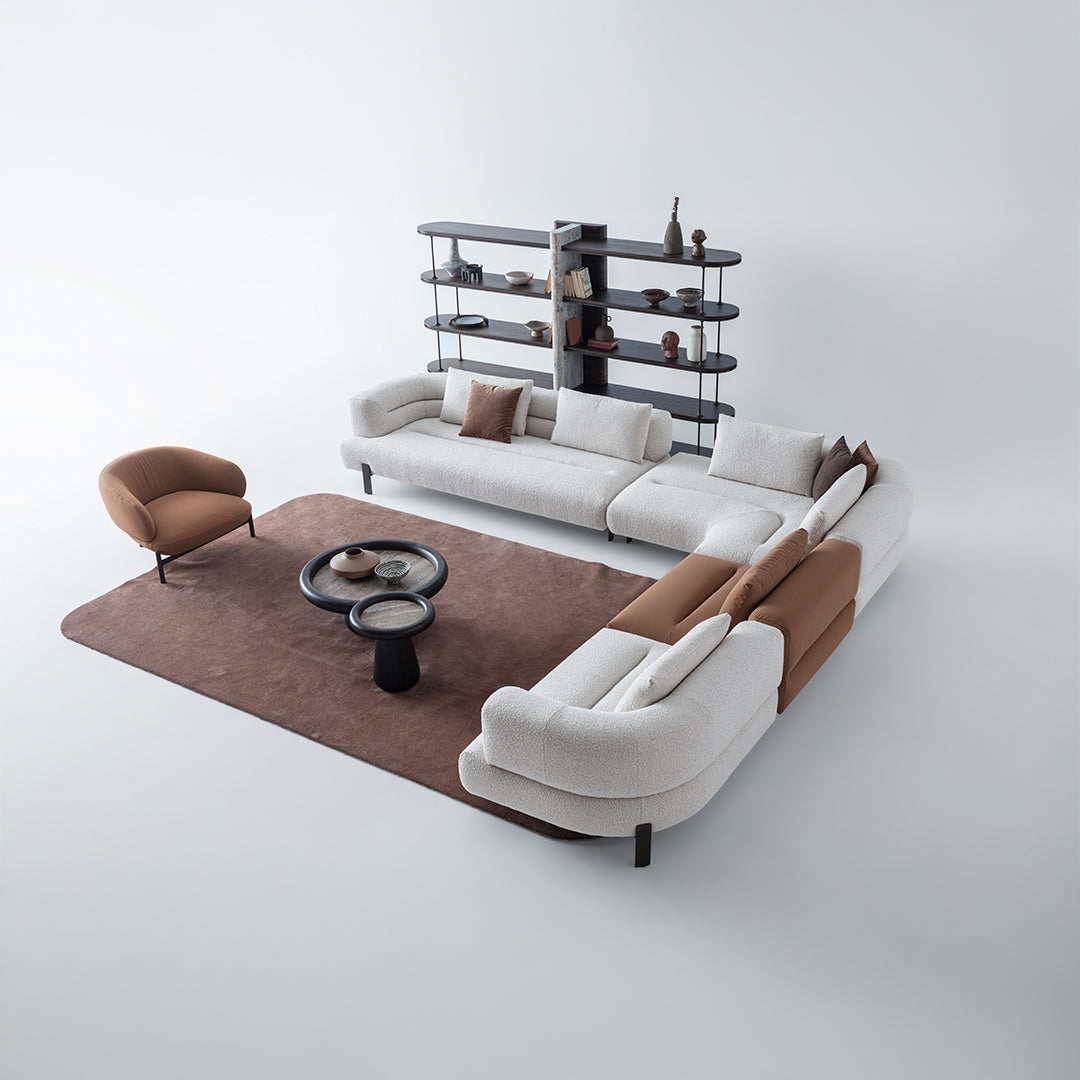 HOMAGE KOLTUK Freda 2-seater corner sofa with left arm, modular design, in a contemporary living room setting.