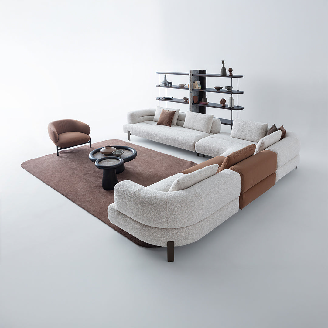 HOMAGE KOLTUK Freda 2-seater corner sofa display model with left arm, modular design, in a modern living room setting