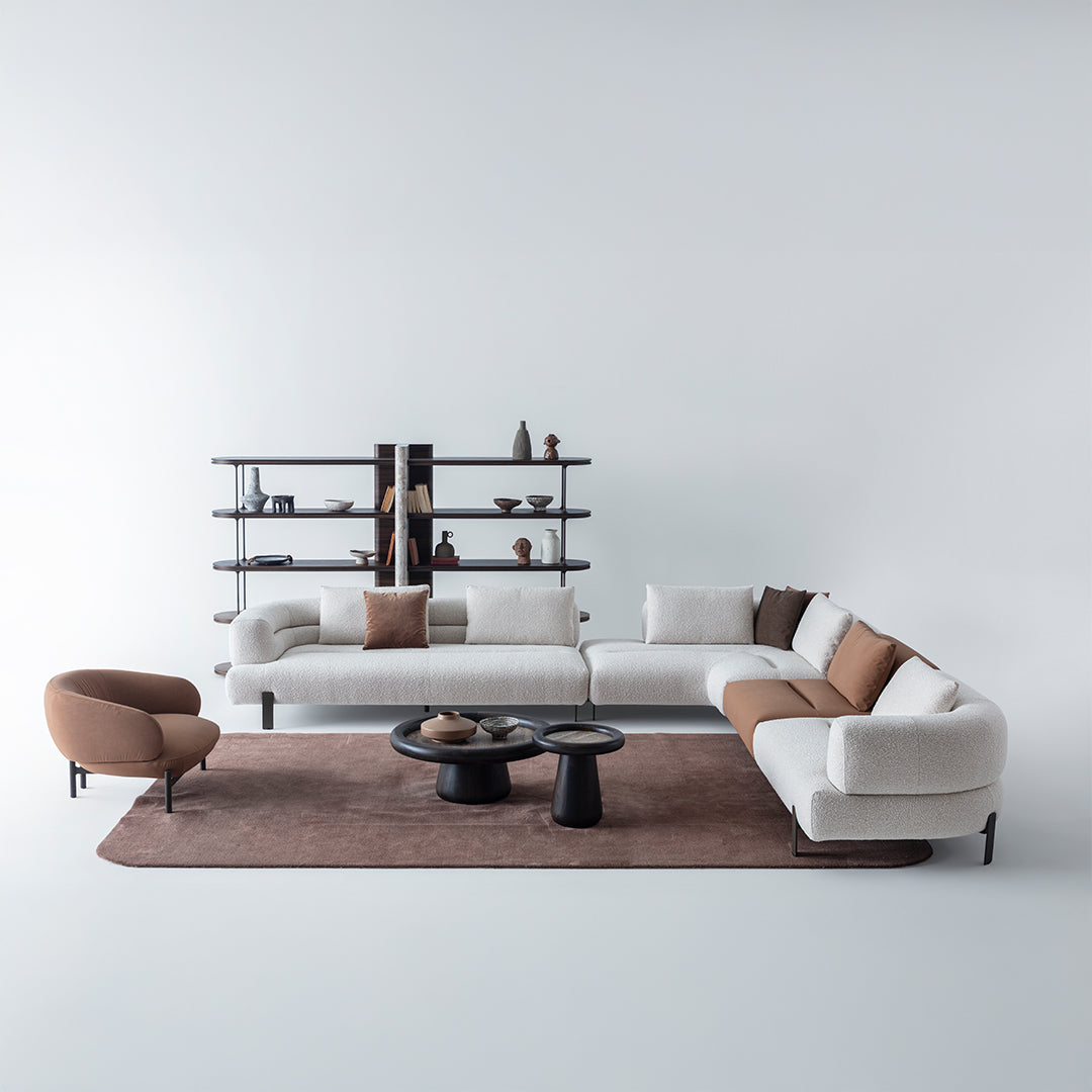 Two-seater Freda corner sofa by Homage Koltuk, modular design with left arm, perfect for modern living rooms.