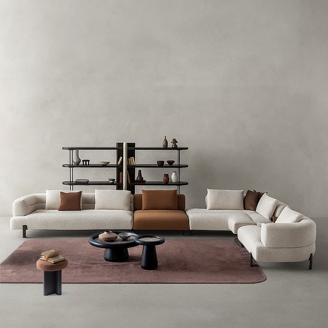 Display of the Freda Corner Sofa by Homage Koltuk, featuring a modern, plush fabric design in a cozy corner sofa arrangement.