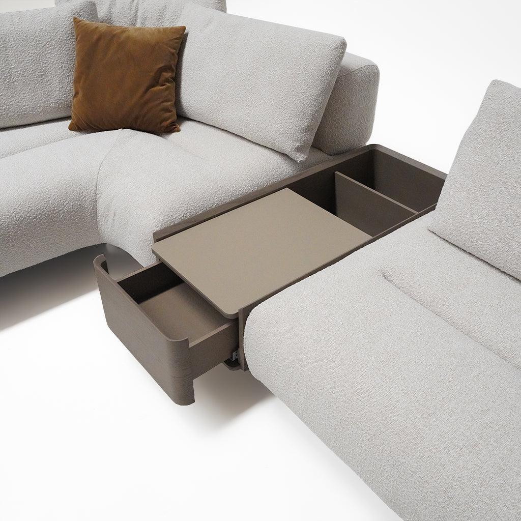 Display of the Freda Corner Sofa by Homage Koltuk, featuring plush fabric and modern design in a stylish living room setting.