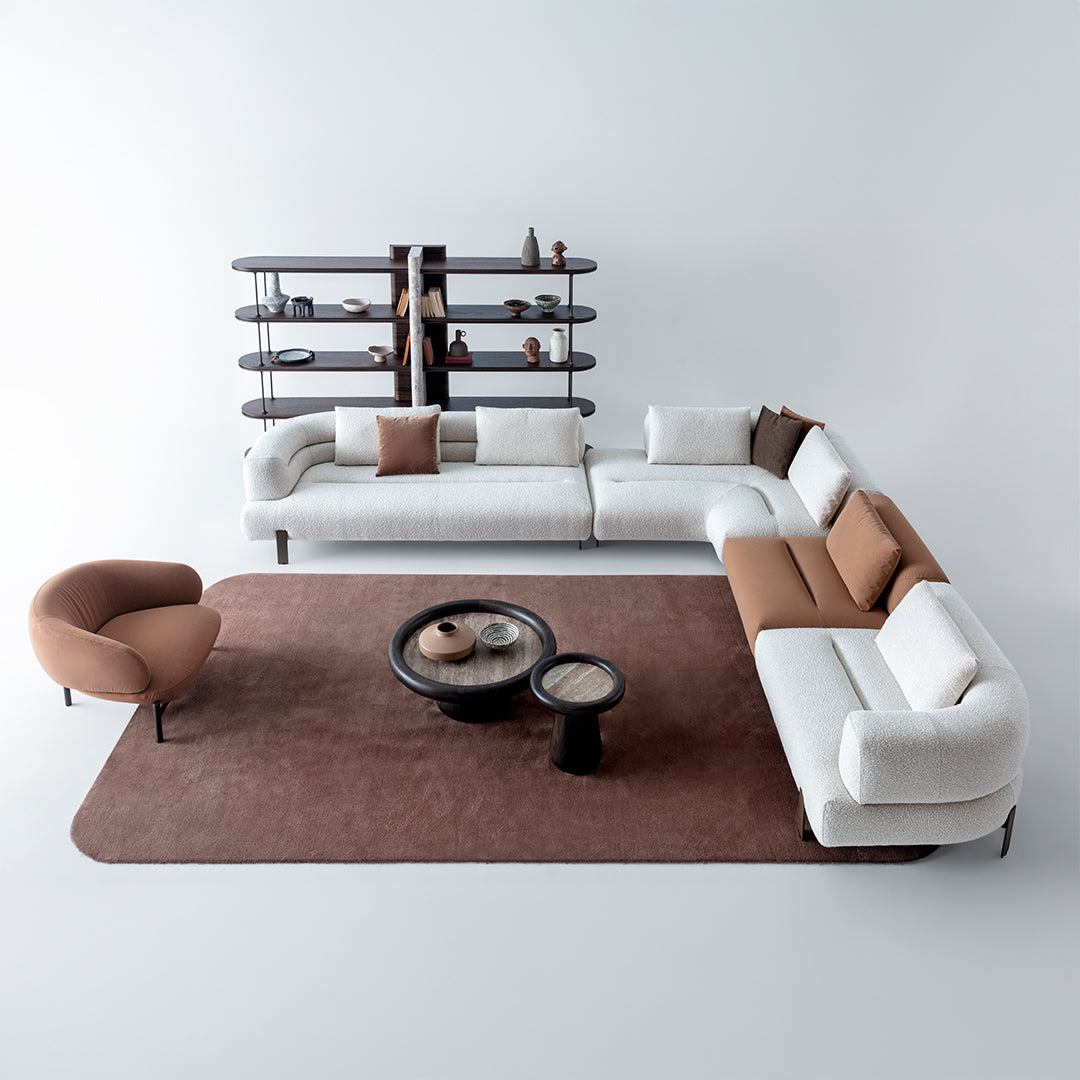Freda corner sofa display item by Homage Koltuk with a matching side table for modern living room setup.