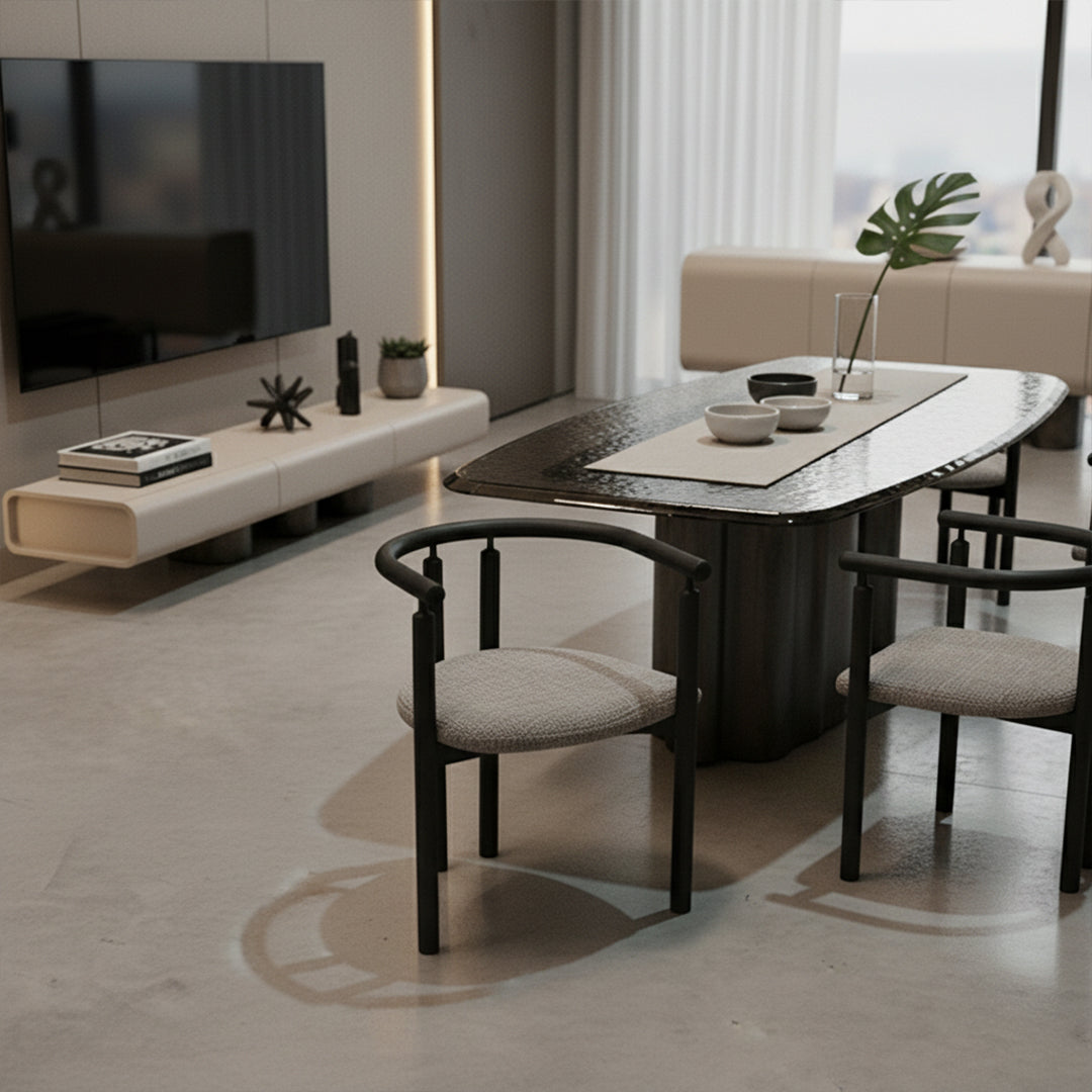 Ecole Living Funda dining chair with a sleek wooden frame and cushioned seat, perfect for modern dining rooms.