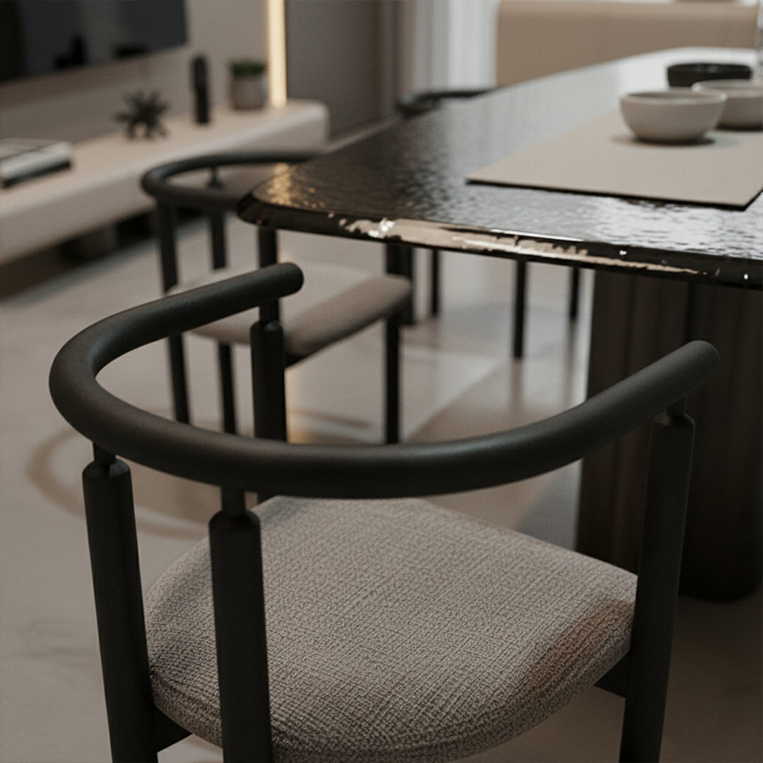 Ecole Living Funda dining chair with wooden legs and upholstered seat, modern design for dining rooms and kitchens