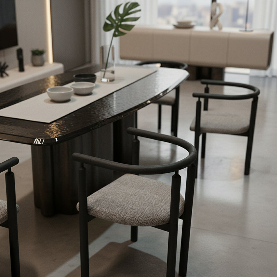 Ecole Living Funda dining chair with sleek wooden legs and a cushioned seat, modern design for dining rooms.