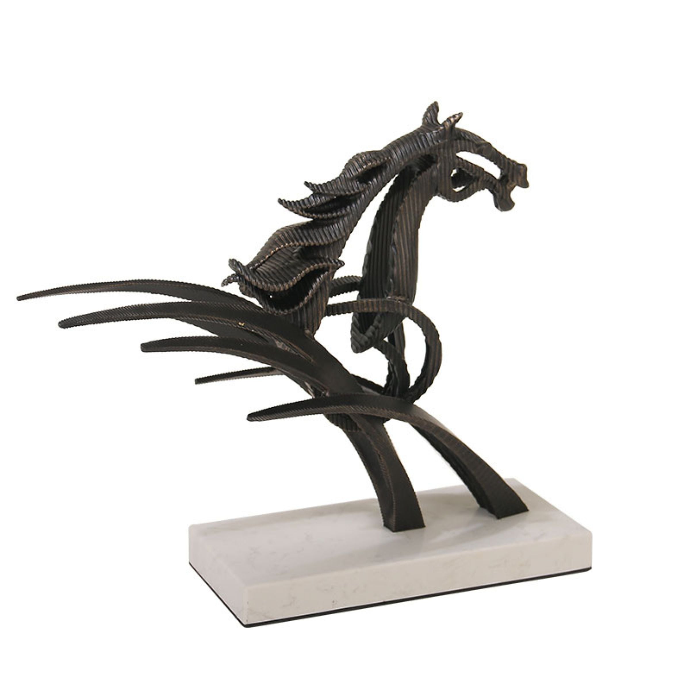 Bronze galloping horse statue by Beacon, decorative home decor figurine showcasing dynamic movement and craftsmanship.