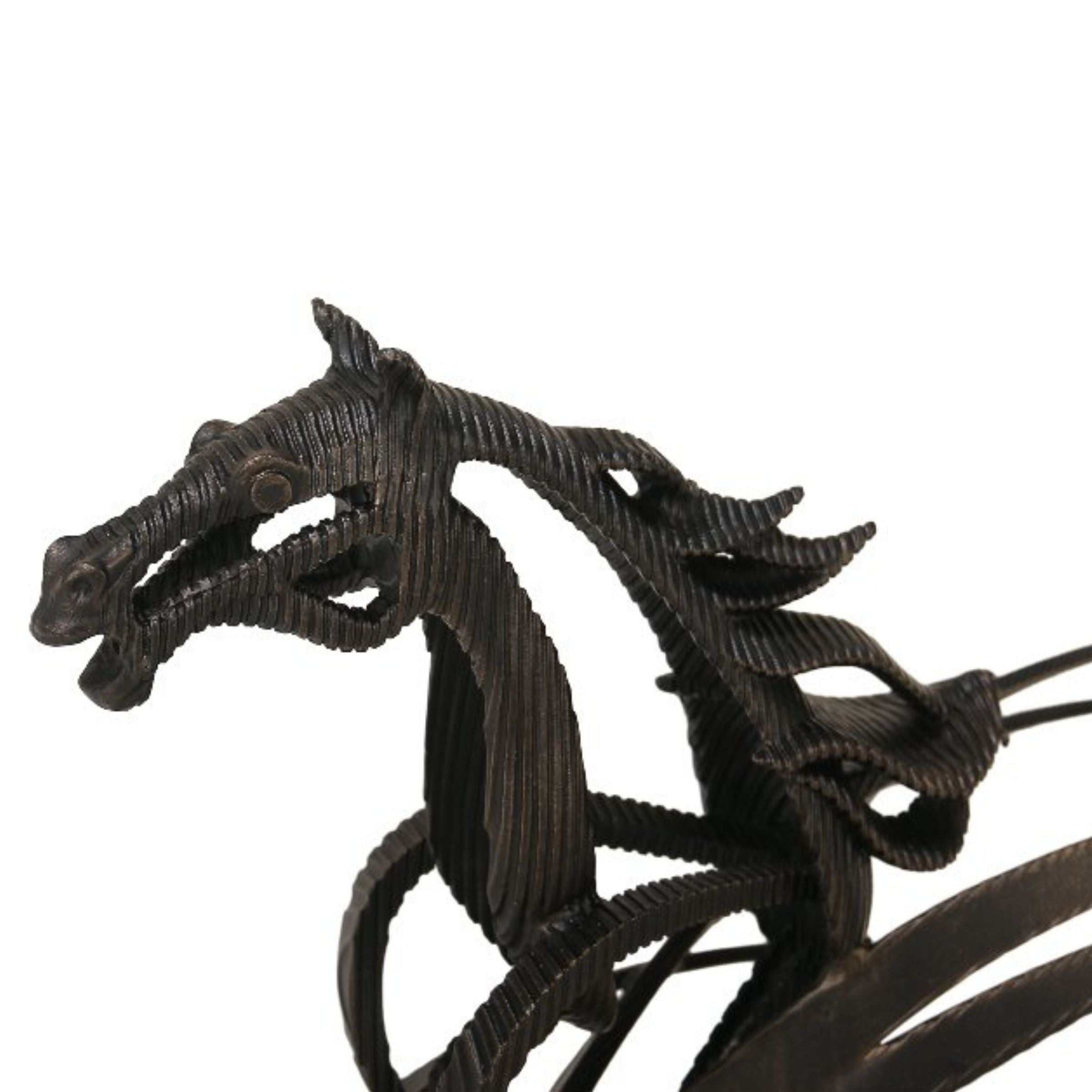 Bronze galloping horse statue by BEACON, home decor figurine showcasing dynamic movement and detailed craftsmanship.