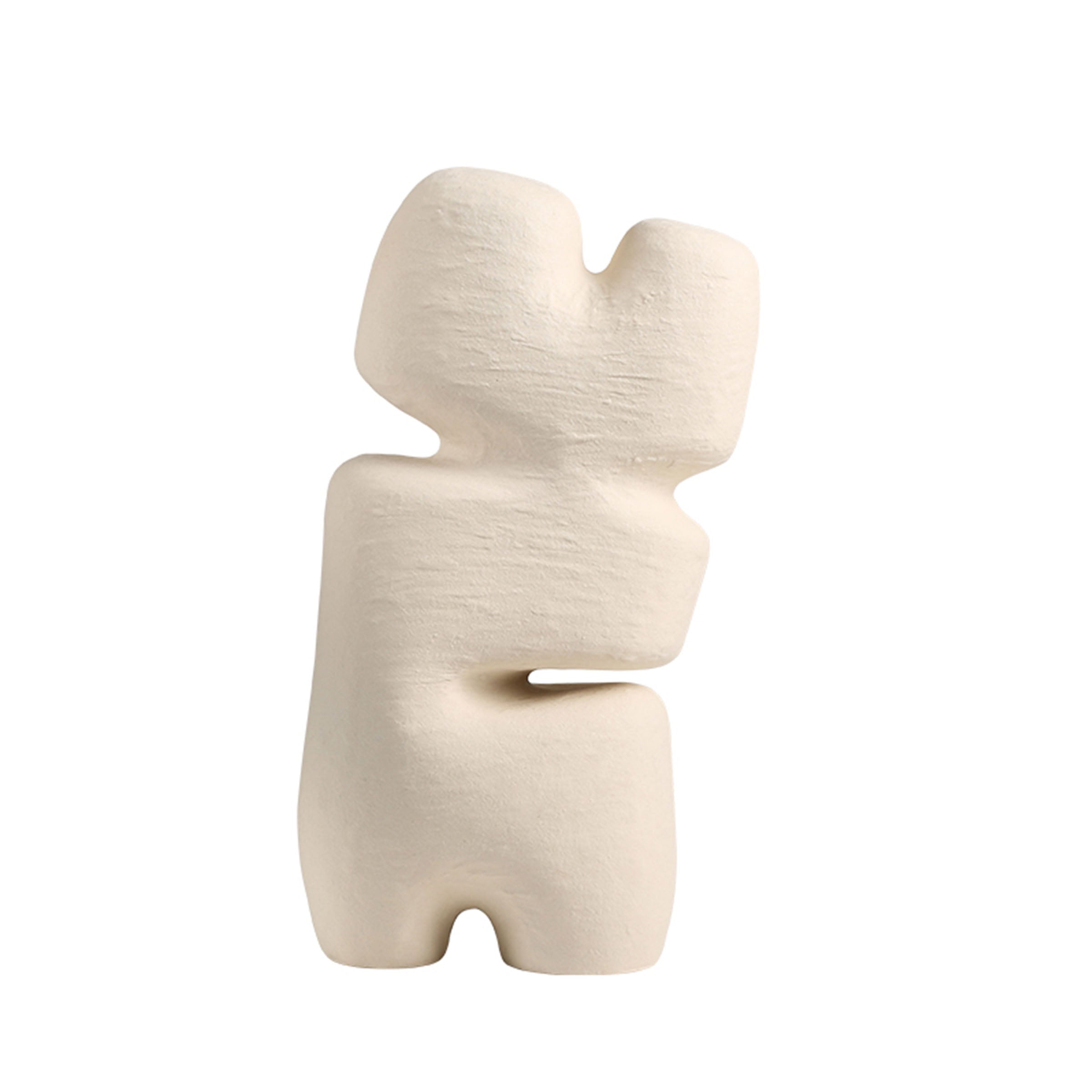 Beige geometric layered block home decor figurine by BEACON, modern abstract sculpture for interior decoration.