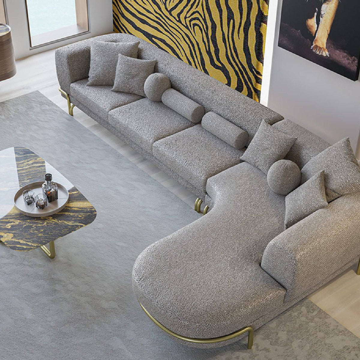 Giallo L Shape Sofa Gialo-062 -  Sofas - ebarza Furniture UAE | Shop Modern Furniture in Abu Dhabi & Dubai - مفروشات ايبازرا في الامارات | تسوق اثاث عصري وديكورات مميزة في دبي وابوظبي