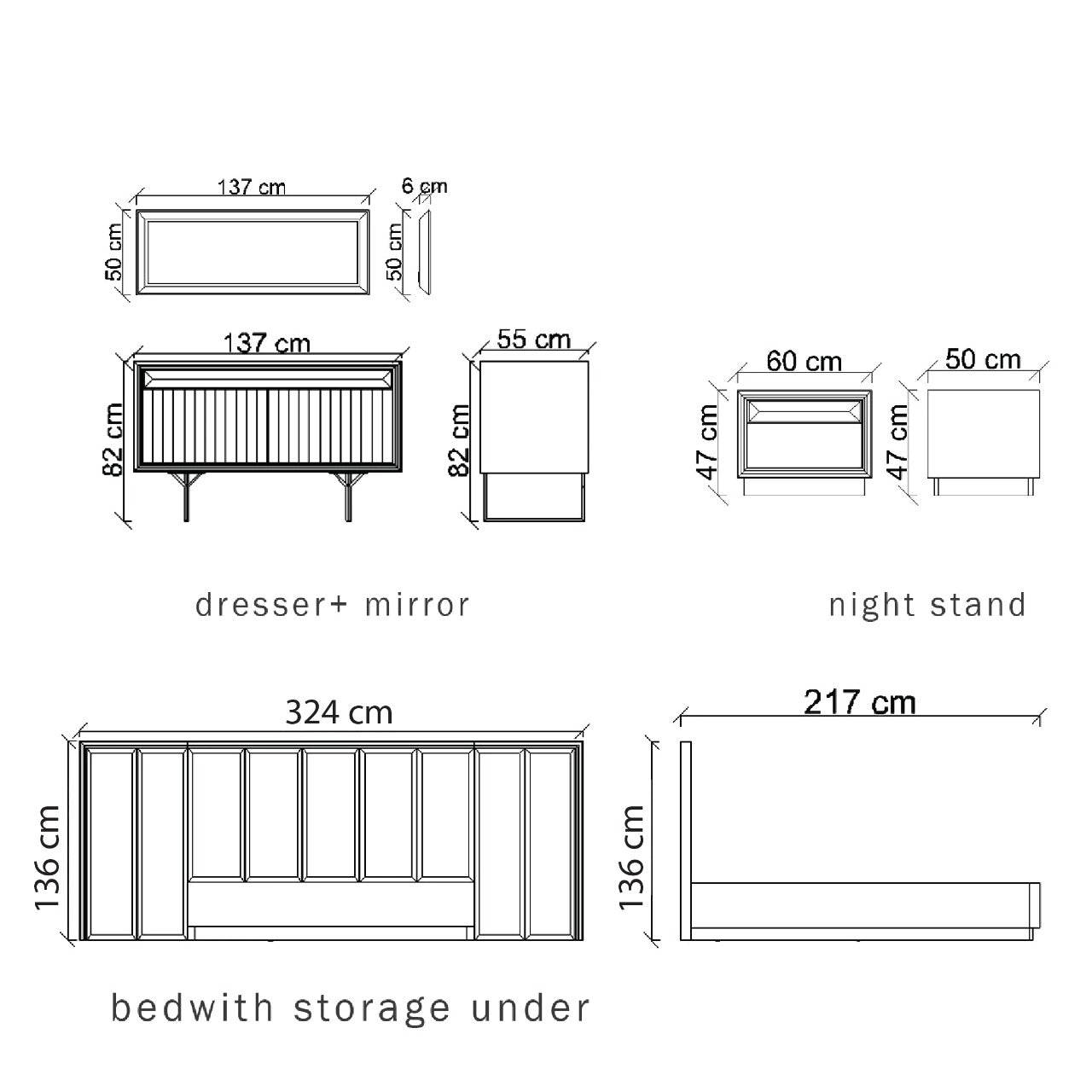 YOL LIVING Ginda dresser and mirror set, wooden dresser with sleek design and matching mirror, modern bedroom furniture.