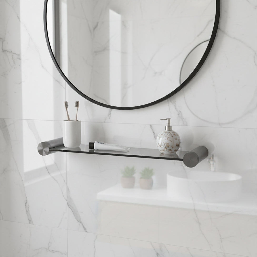 Glass Shelf 901 07ABCG from Beacon bathroom accessories, clear glass with chrome brackets for bathroom storage.