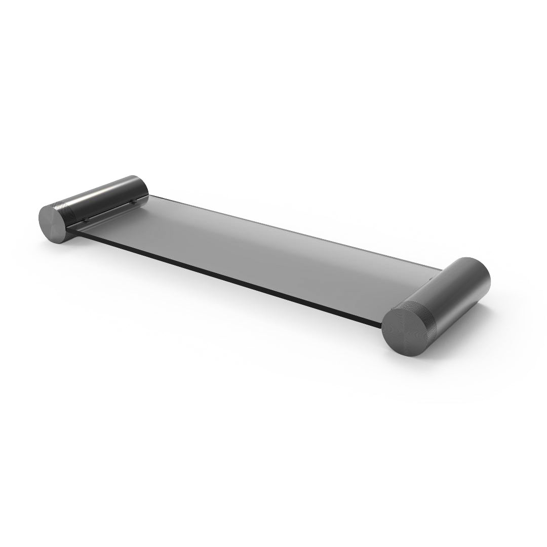 Glass Shelf 901 07ABCG from BEACON bathroom accessories, showcasing a clear glass shelf with metal mounting brackets.