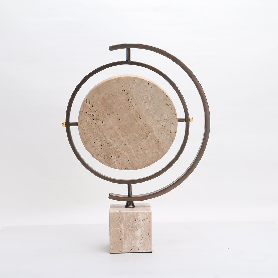 Marble globe sculpture by BEACON, decorative home decor figurine featuring a detailed globe design on a pedestal.