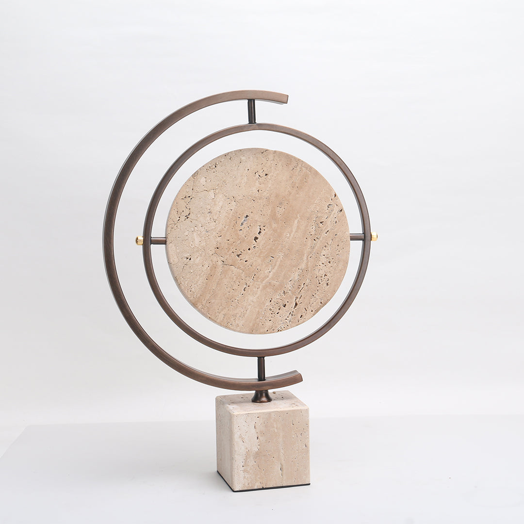 Marble globe sculpture by BEACON, detailed home decor figurine with a polished marble finish and intricate globe design.