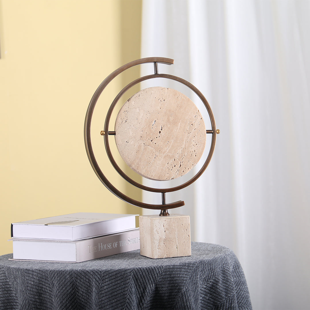 Marble globe sculpture from BEACON home decor figurines collection, detailed marble finish, decorative tabletop display piece.