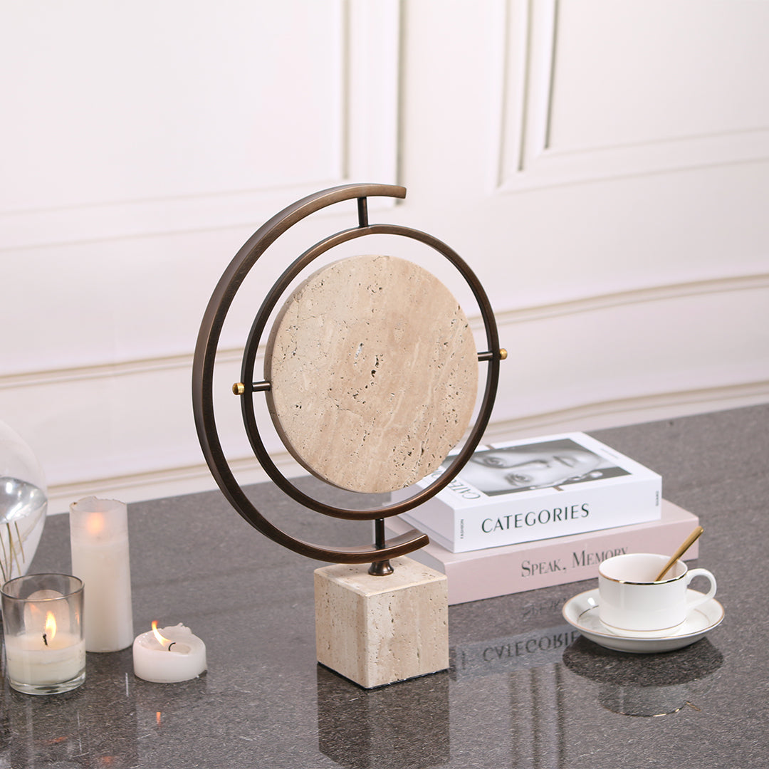 Marble globe sculpture by BEACON, a stylish home decor figurine with intricate marble detailing.