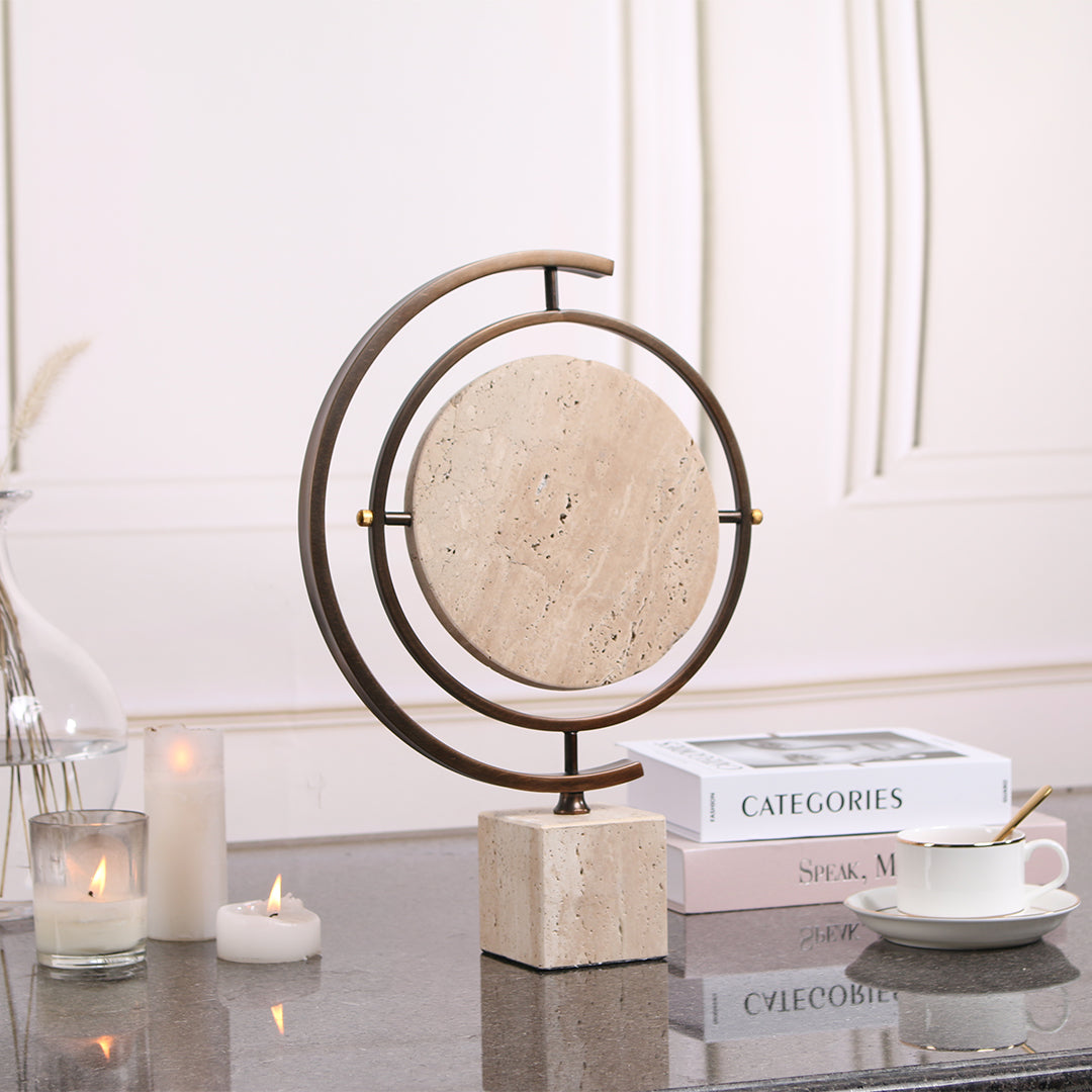 Marble globe sculpture from BEACON home decor figurines, showcasing a detailed, artistic globe design for stylish interior decor.