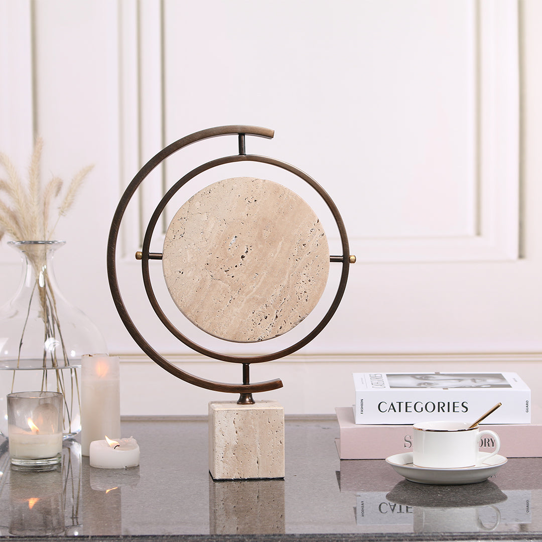 Marble globe sculpture by BEACON, a stylish home decor figurine featuring a detailed globe design on a sleek base.