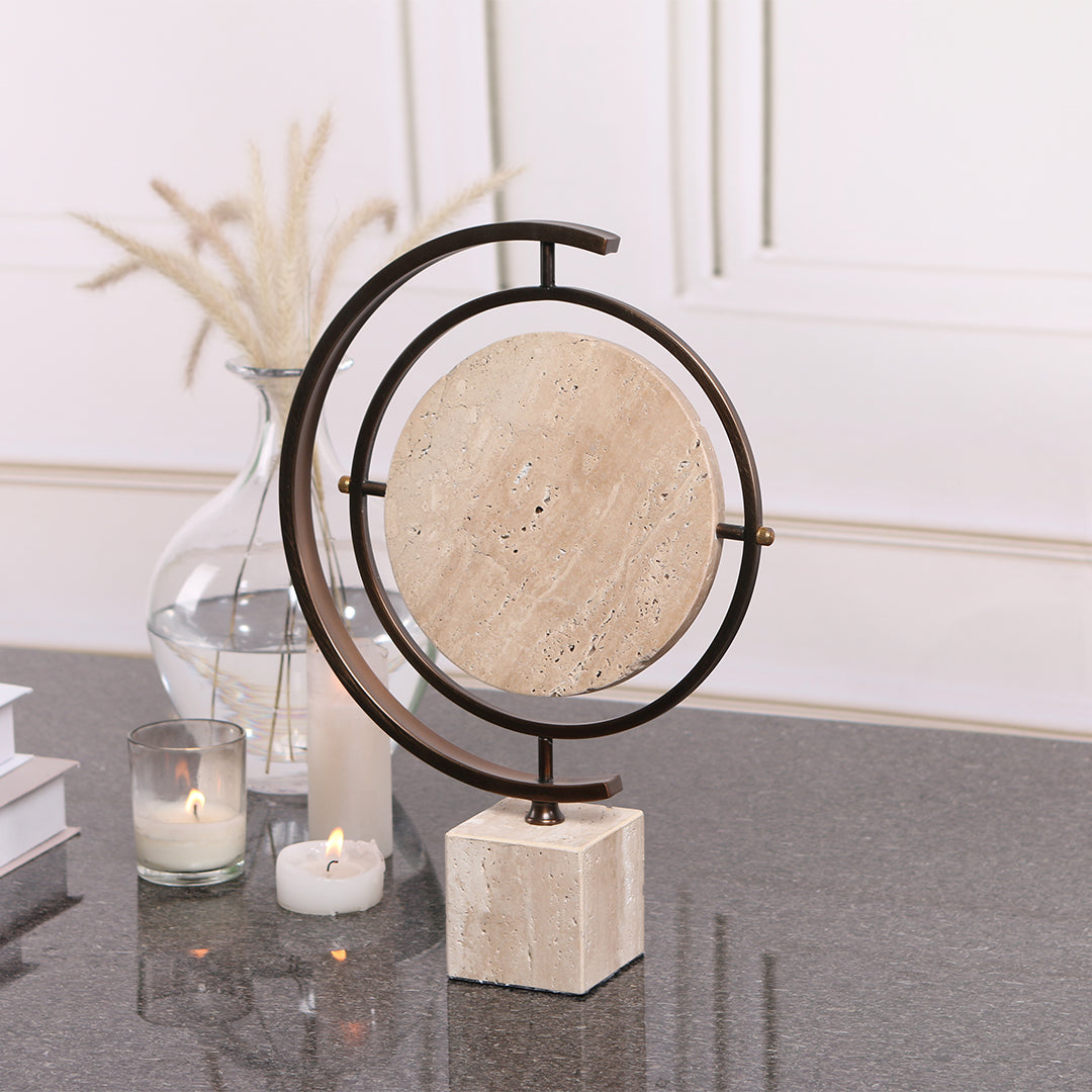 Marble globe sculpture by BEACON, a stylish home decor figurine featuring detailed marble craftsmanship and a classic globe design.