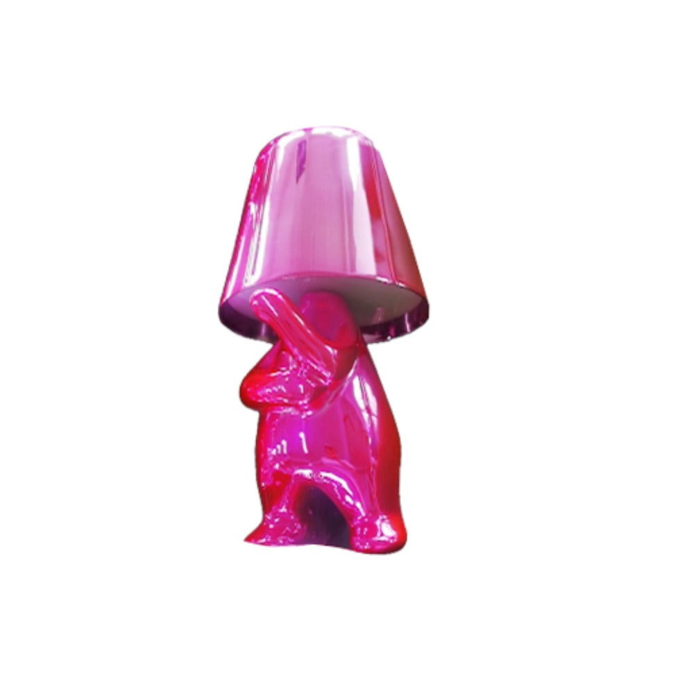 Glossy pink rechargeable table lamp by BEACON, stylish desk lamp with a sleek finish and adjustable lighting.