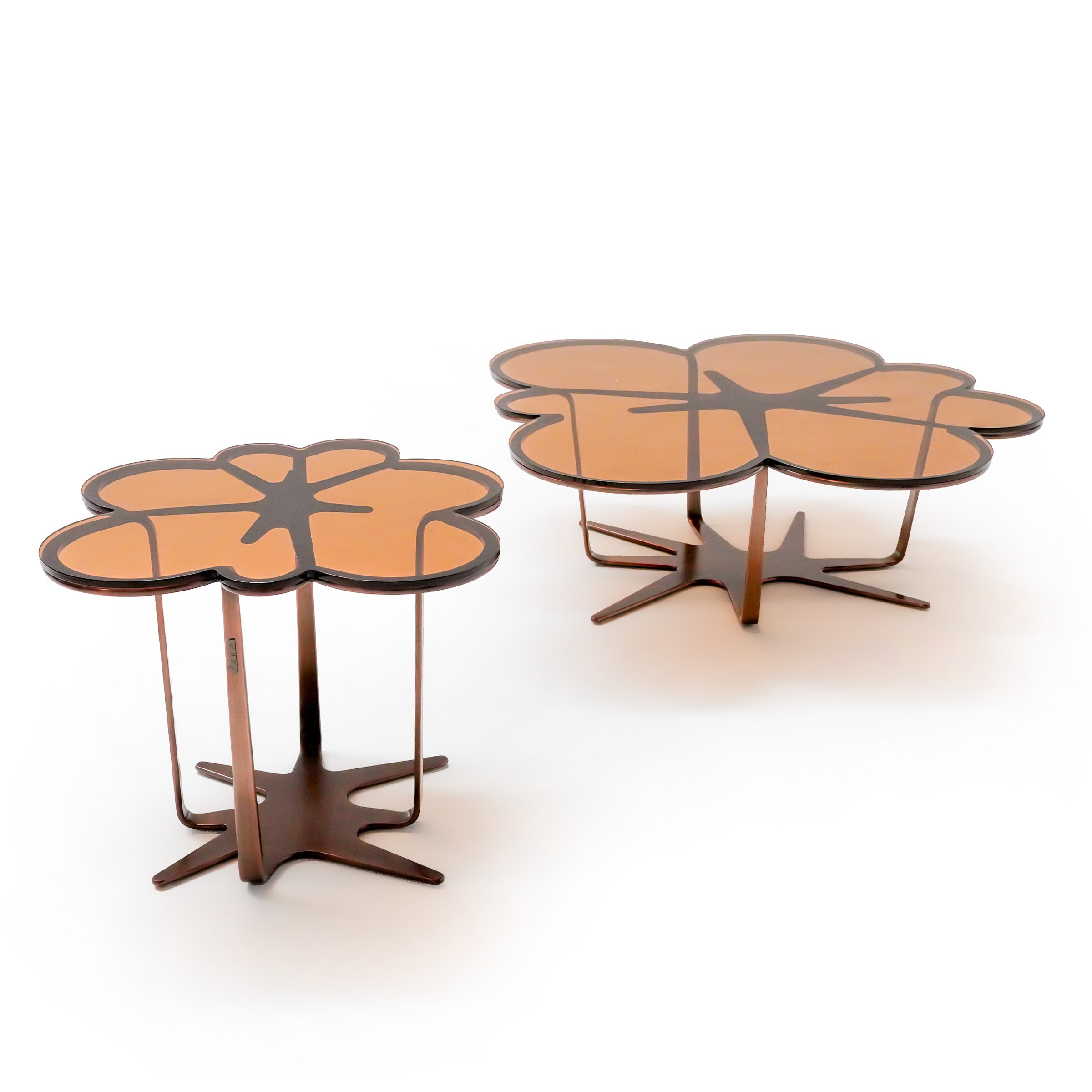 Glowing Blossom Glass Top  Side Table ST760 -  Side Tables - ebarza Furniture UAE | Shop Modern Furniture in Abu Dhabi & Dubai - مفروشات ايبازرا في الامارات | تسوق اثاث عصري وديكورات مميزة في دبي وابوظبي