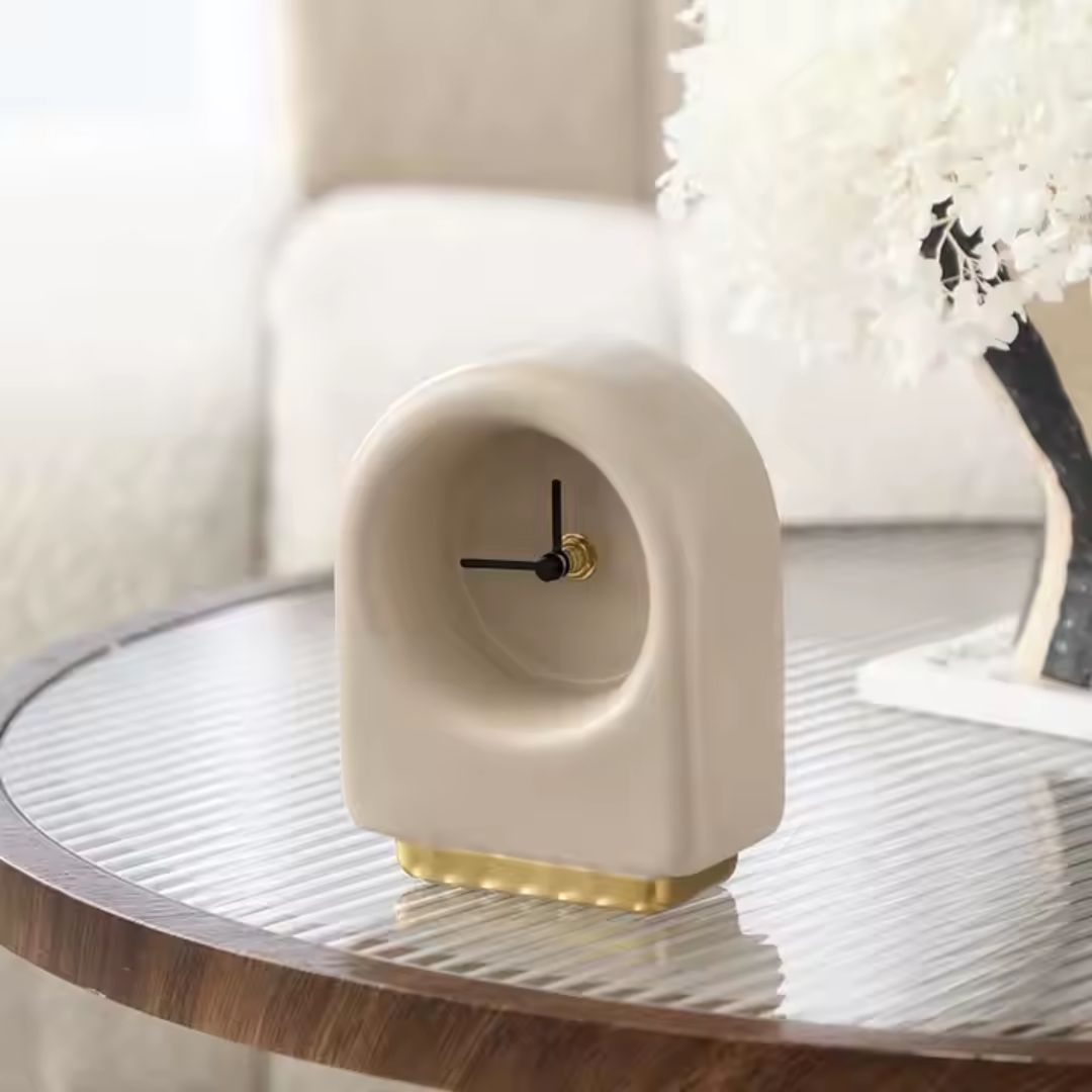 Gold Base Ceramic Table Clock FD-D25010 -  Clocks - ebarza Furniture UAE | Shop Modern Furniture in Abu Dhabi & Dubai - مفروشات ايبازرا في الامارات | تسوق اثاث عصري وديكورات مميزة في دبي وابوظبي