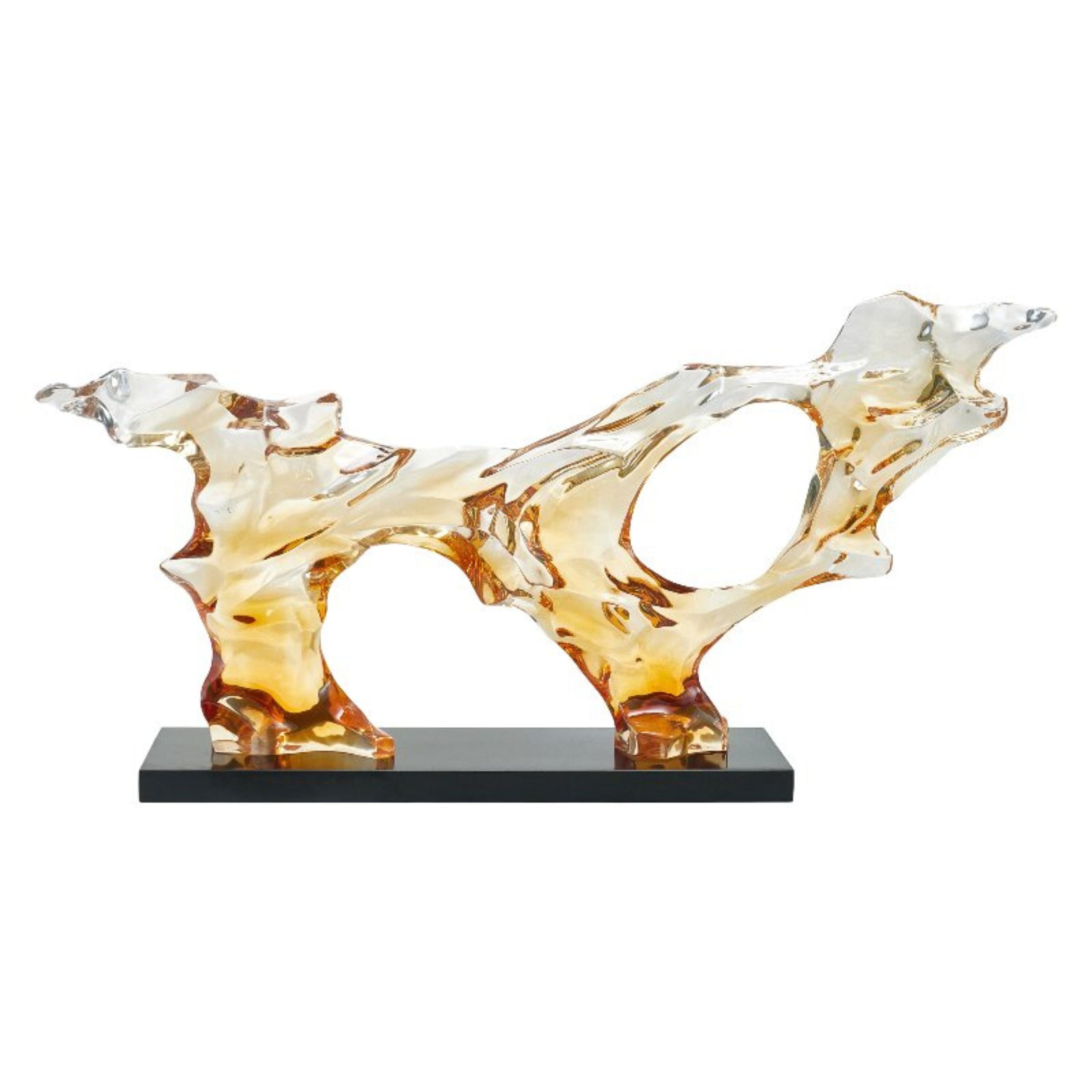 Golden abstract sculpture by BEACON home decor figurine, modern decorative art piece with sleek gold finish.