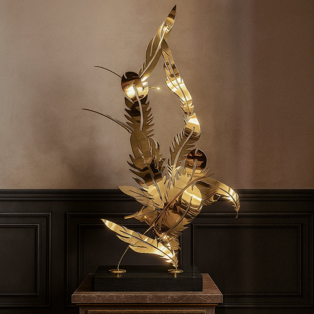 Golden Eagle Handcrafted Stainless Steel Artwork Bj2020006 -  Artwork - ebarza Furniture UAE | Shop Modern Furniture in Abu Dhabi & Dubai - مفروشات ايبازرا في الامارات | تسوق اثاث عصري وديكورات مميزة في دبي وابوظبي