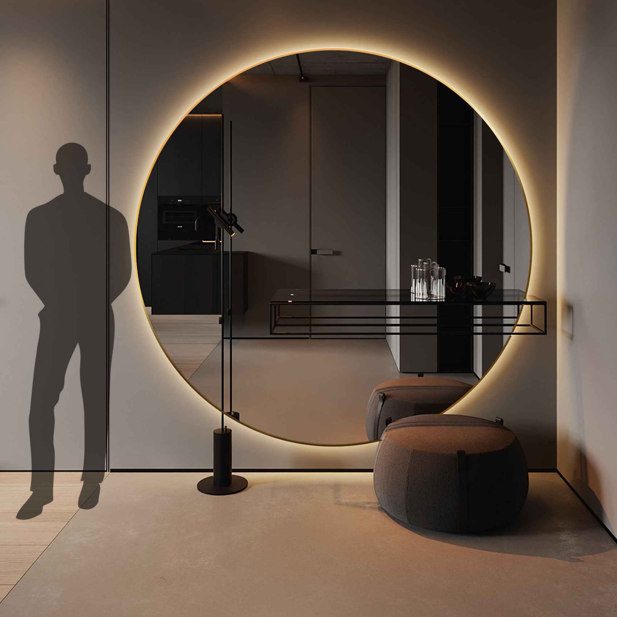 Golden Mirror SS Frame+LED  OA-9356 -  Mirrors - ebarza Furniture UAE | Shop Modern Furniture in Abu Dhabi & Dubai - مفروشات ايبازرا في الامارات | تسوق اثاث عصري وديكورات مميزة في دبي وابوظبي