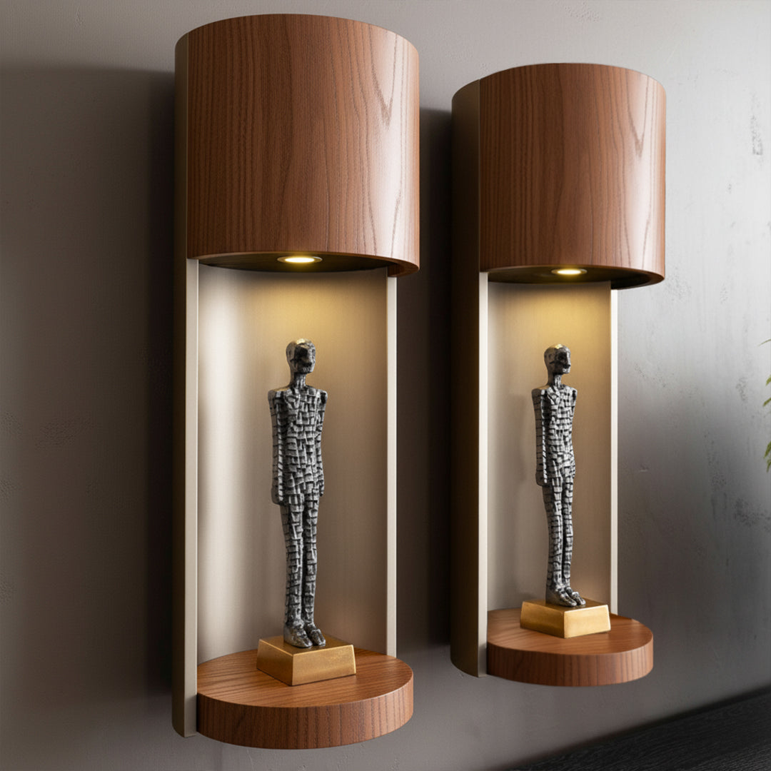 Set of 2 walnut wall shelves by ORIX, stylish TV units with sleek design, perfect for modern living room storage.