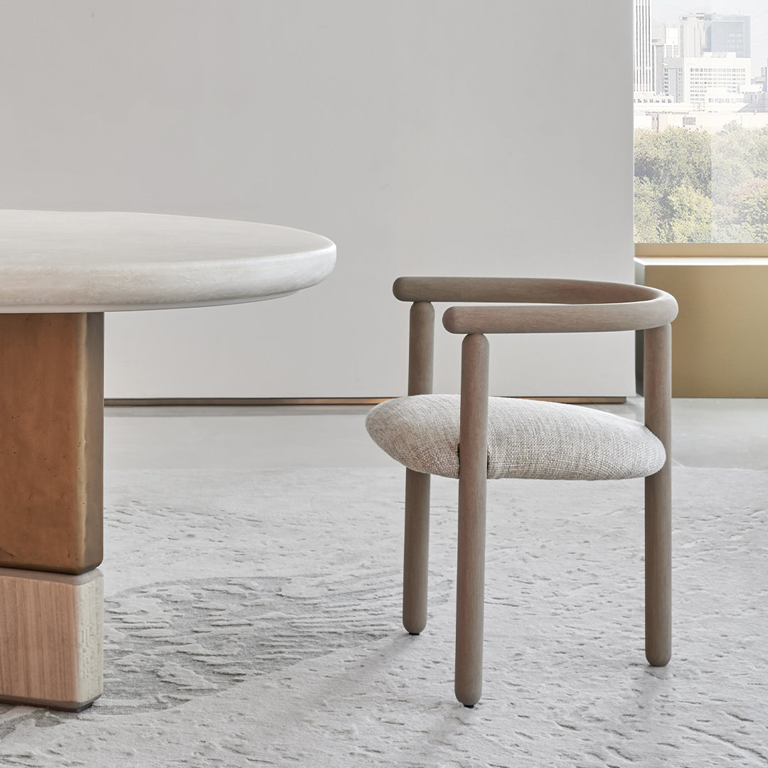 BEACON Grandeur Dining Chair AMCJ-CY6003 with upholstered seat and wooden legs, modern design for dining room decor.