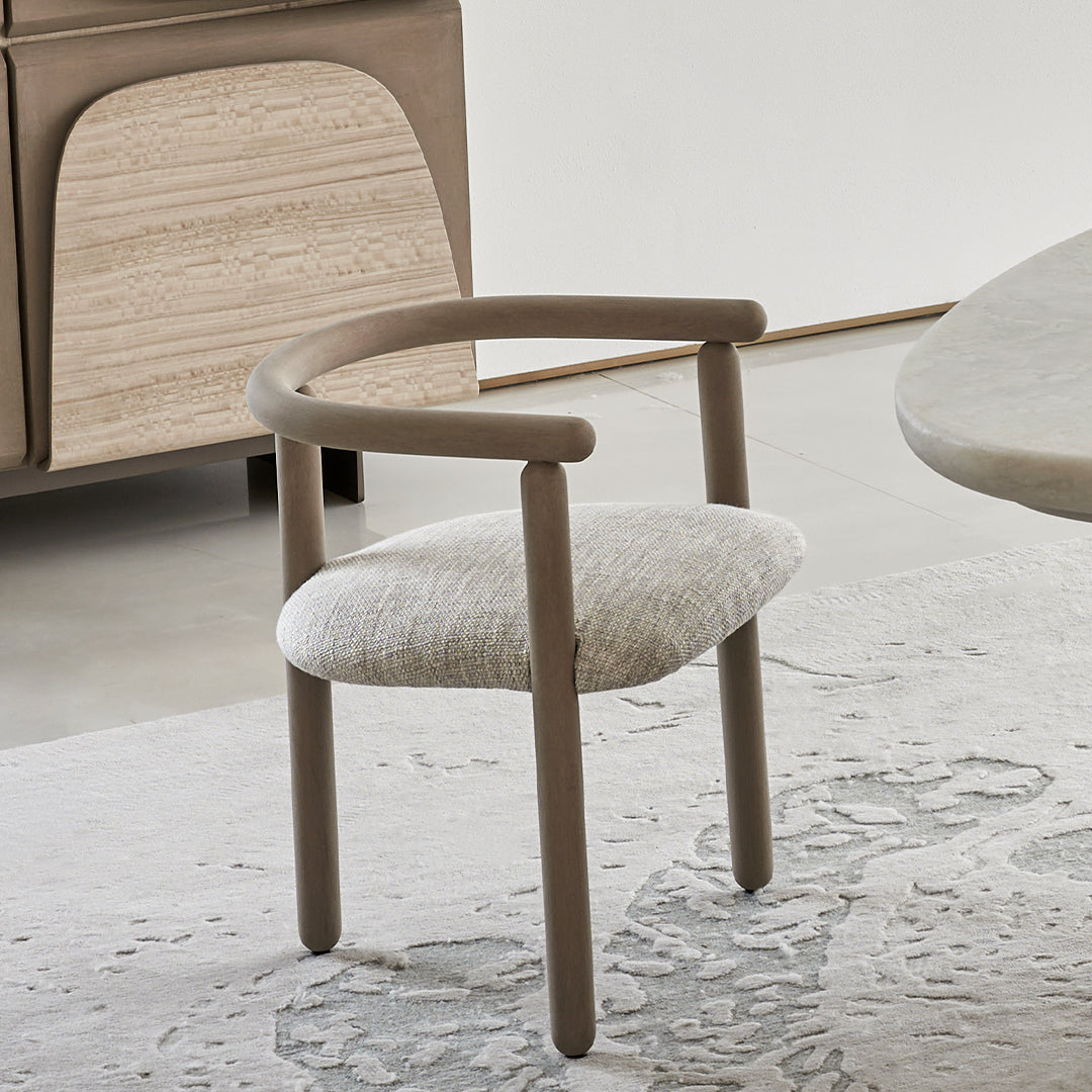 Beige Grandeur Dining Chair AMCJ-CY6003 by BEACON, with wooden legs and cushioned seat, designed for elegant dining rooms.