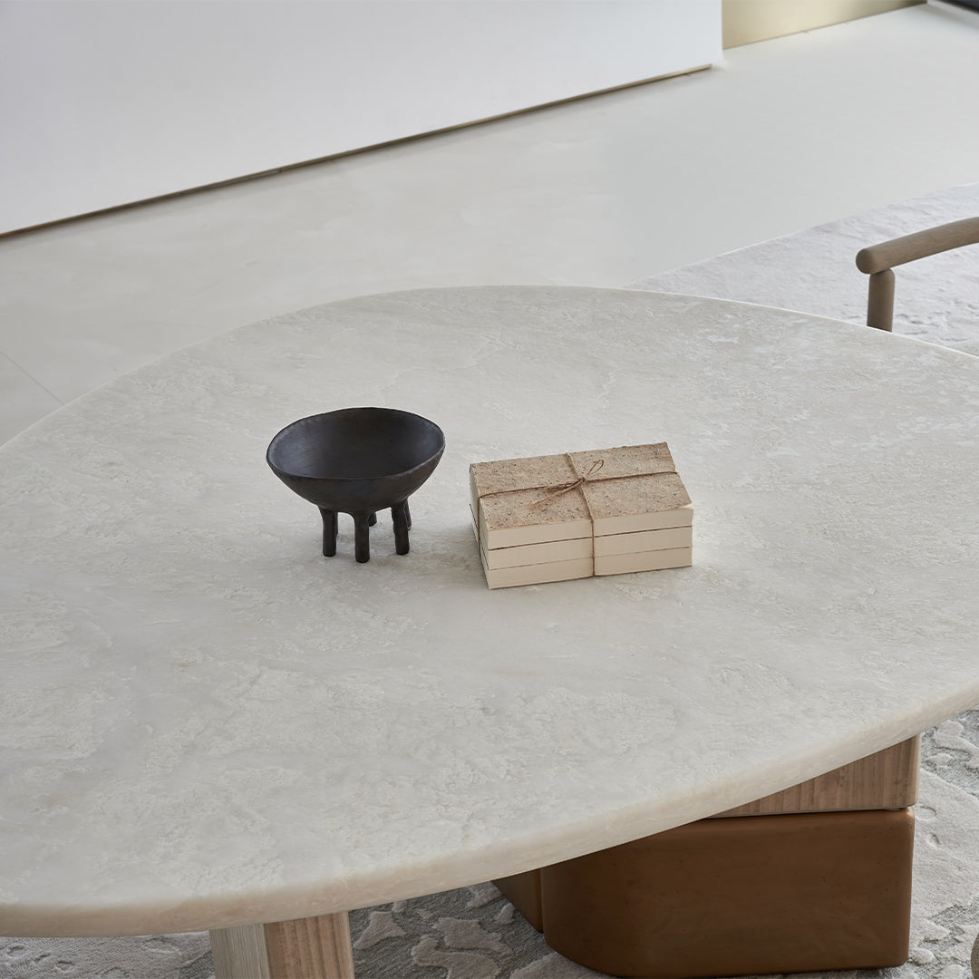 BEACON Grandeur marble and veneer dining table, 180cm, sleek modern design with sturdy legs, ideal for contemporary dining rooms.