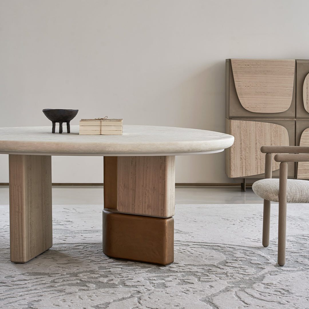 BEACON Grandeur marble and veneer dining table, 180cm, with sleek surface and sturdy legs, ideal for modern dining rooms.