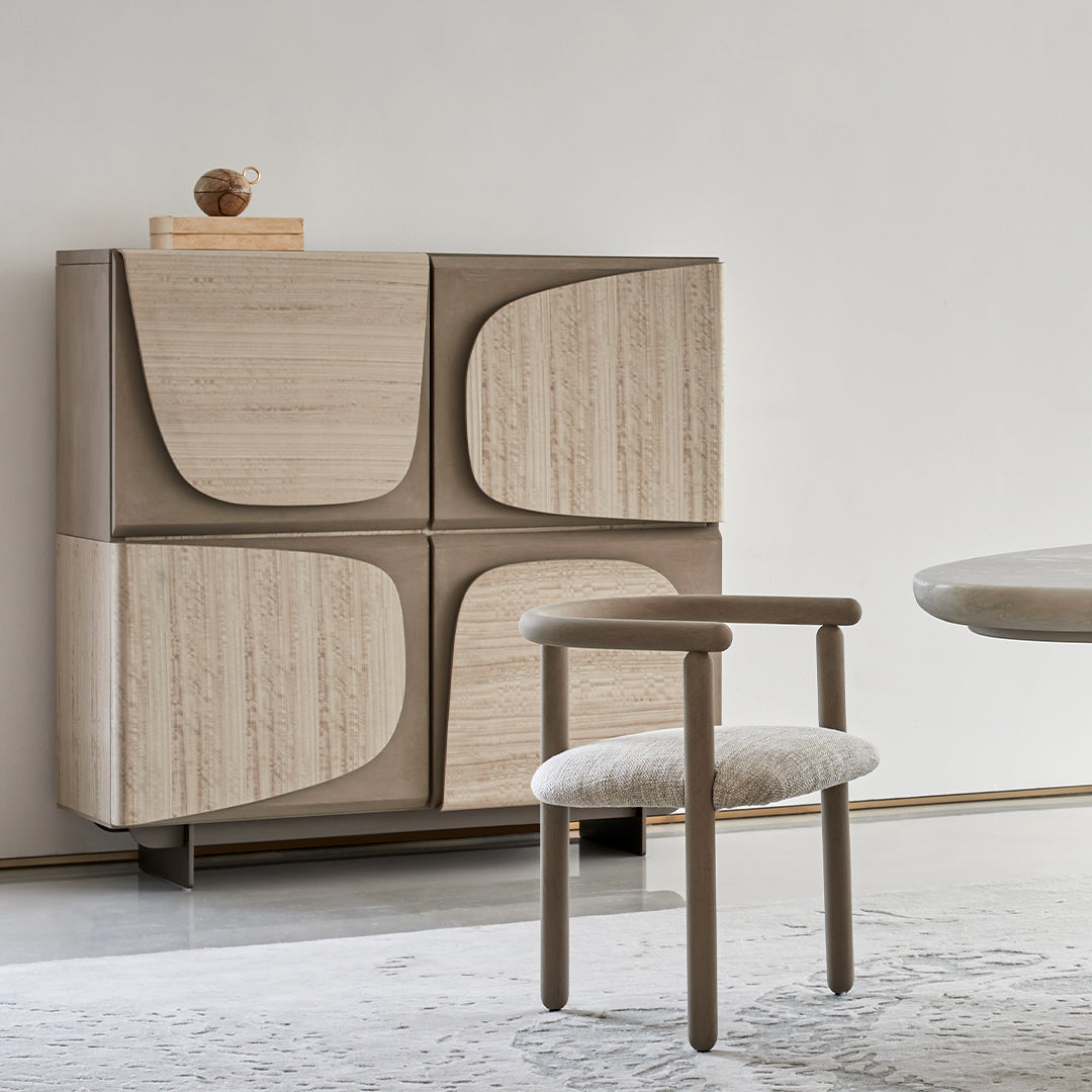 BEACON Grandeur side cabinet in dark wood finish, featuring sleek storage compartments and modern design.