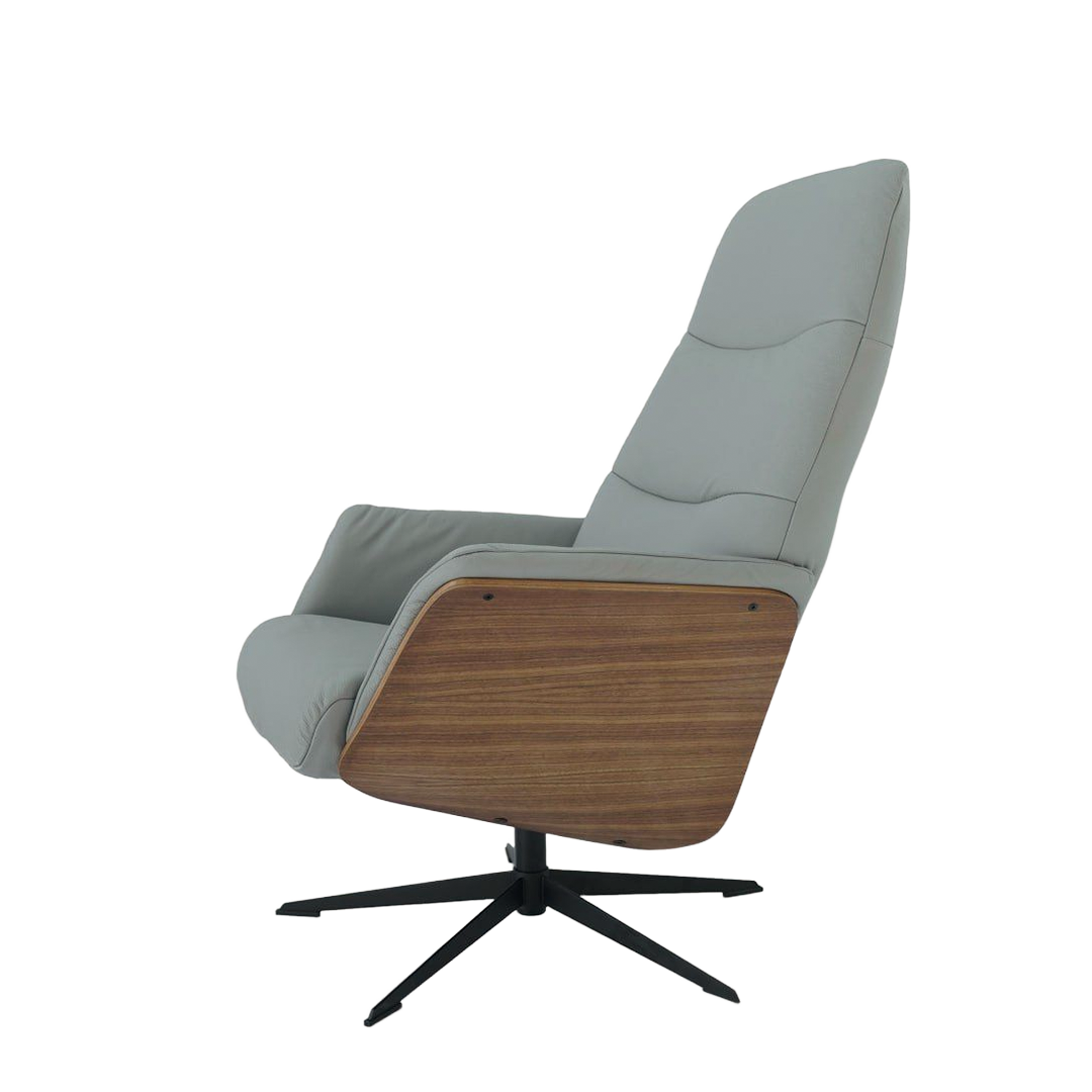 Gray Leather Relax Swivel and Recliner Lounge Chair With Black Legs  SL-HJ5093MFM -  Lounge Chairs - ebarza Furniture UAE | Shop Modern Furniture in Abu Dhabi & Dubai - مفروشات ايبازرا في الامارات | تسوق اثاث عصري وديكورات مميزة في دبي وابوظبي