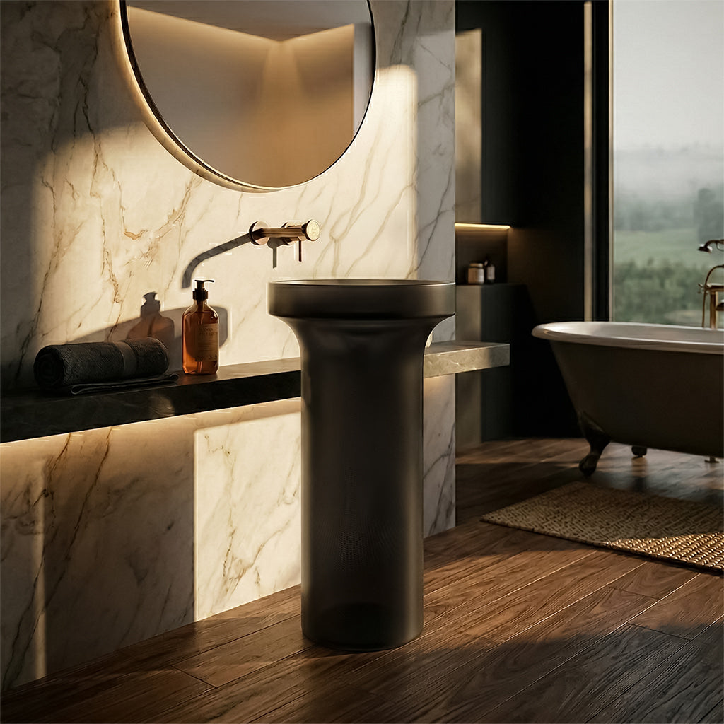 Gray BEACON Royal Crest 3050-Grey bathtub with smooth, modern design, shown in a clean bathroom setting.