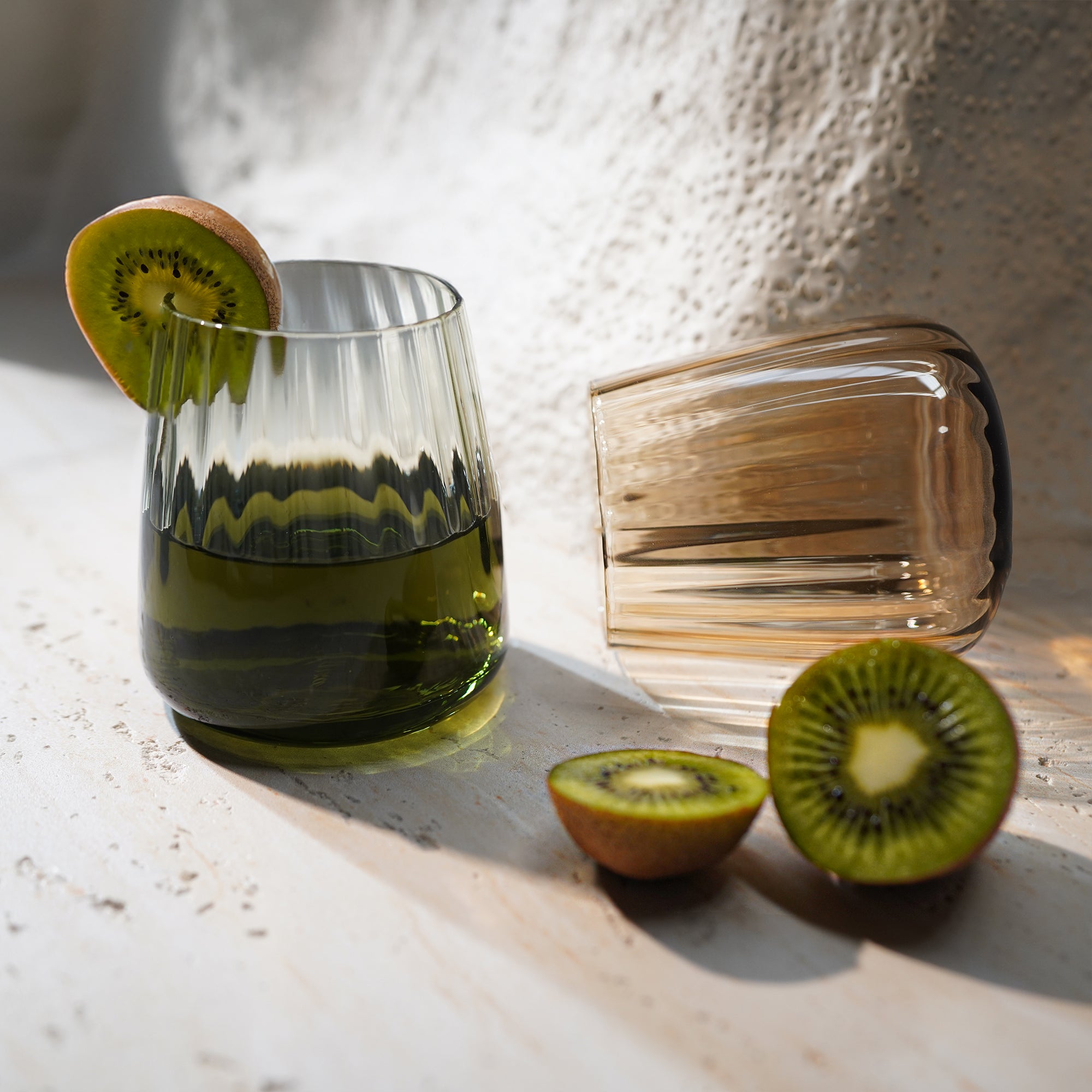 Green 370ml drinking glass from BEACON drinkware collection, clear glass with a smooth cylindrical shape.