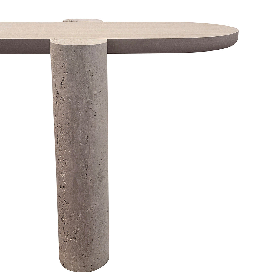 A2STONE Grenoble Travertine Side Table with a sleek natural stone top and sturdy legs, perfect for modern living spaces.