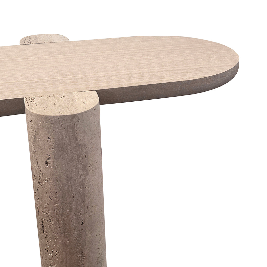 A2STONE Grenoble Travertine Side Table with sleek stone surface and modern design, perfect for living room or bedroom decor.