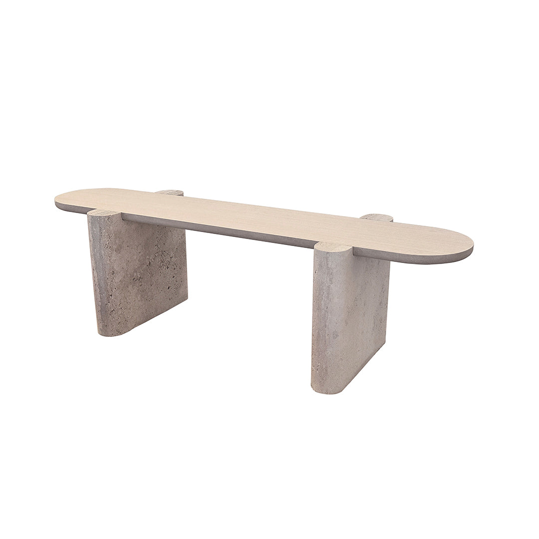 A2STONE Grenoble Travertine Side Table with sleek rectangular top and modern design, perfect for living room decor.