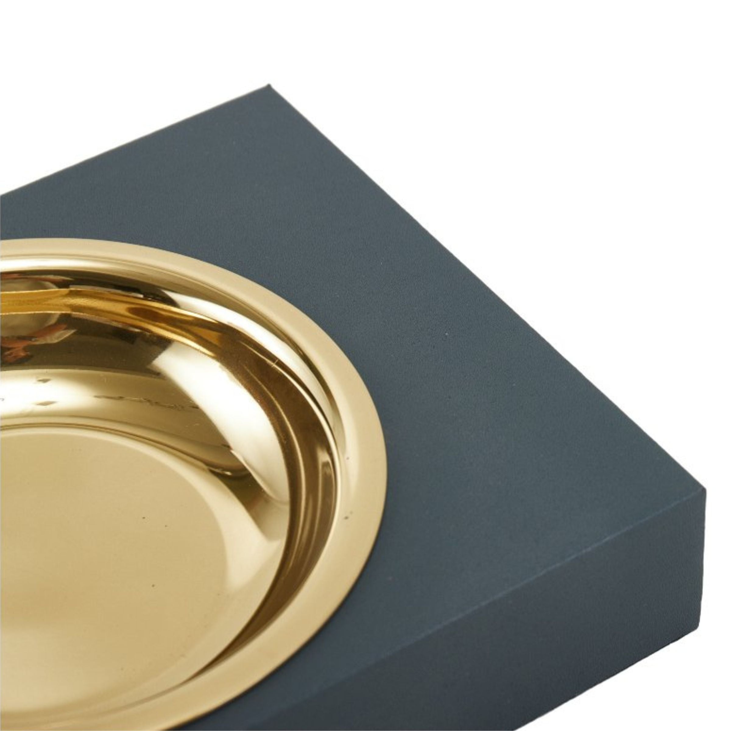 Grey, khaki, and gold hand-woven cigar tray by BEACON, featuring intricate woven design and spacious surface for cigars.