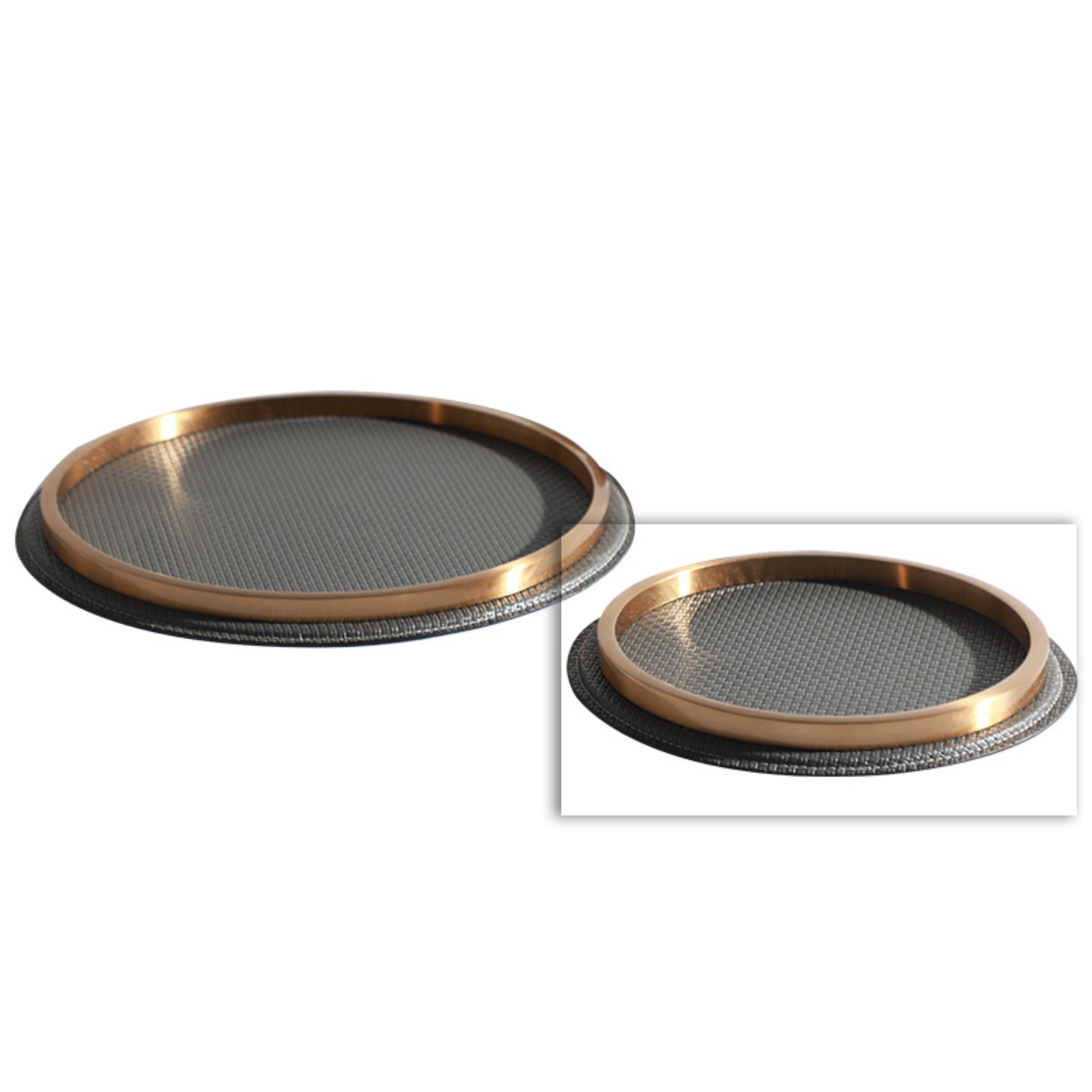 GREY ROUND TRAY DT200745S -  Trays - ebarza Furniture UAE | Shop Modern Furniture in Abu Dhabi & Dubai - مفروشات ايبازرا في الامارات | تسوق اثاث عصري وديكورات مميزة في دبي وابوظبي