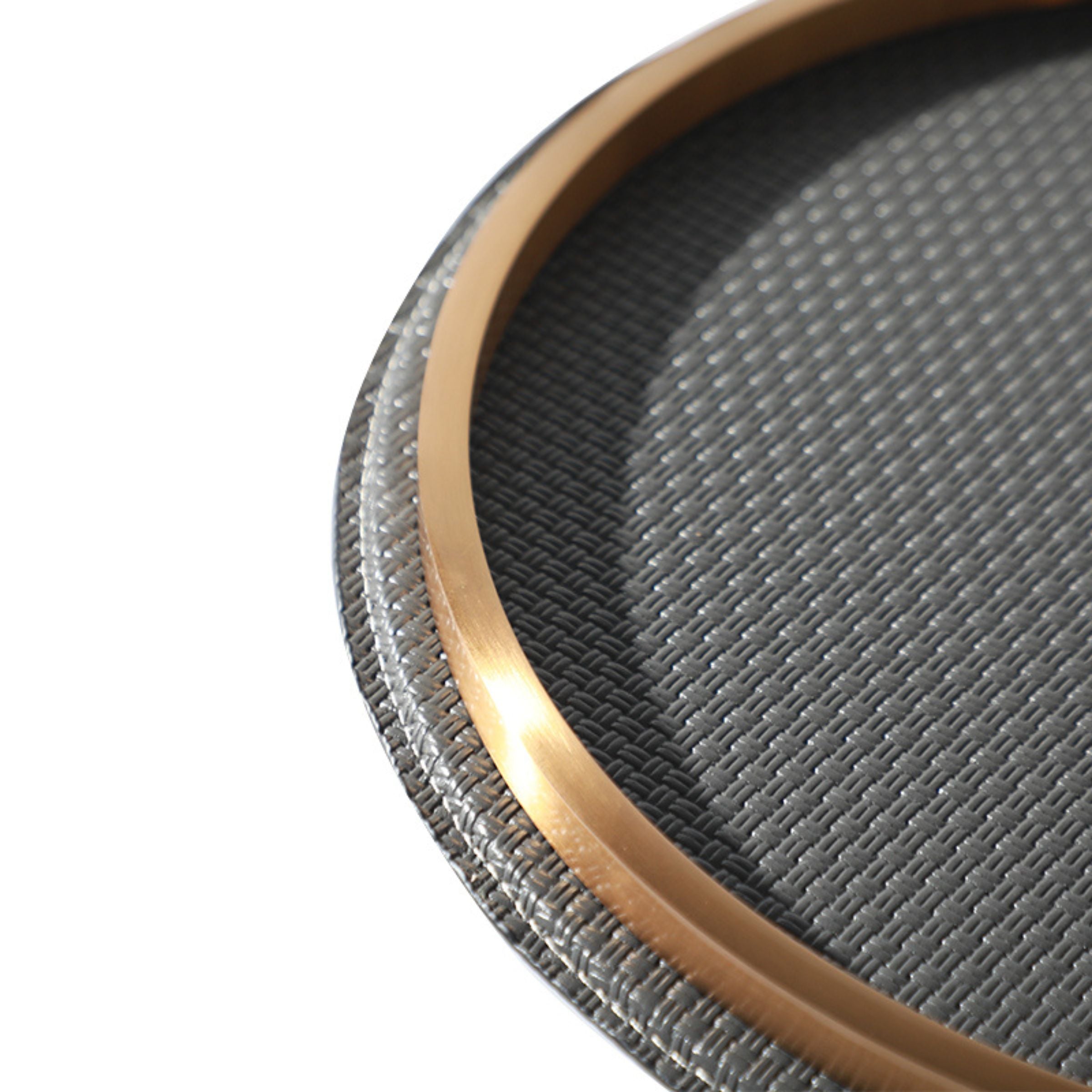 Grey round tray from BEACON FSDG, durable serving tray with a smooth surface, ideal for dining or display purposes.