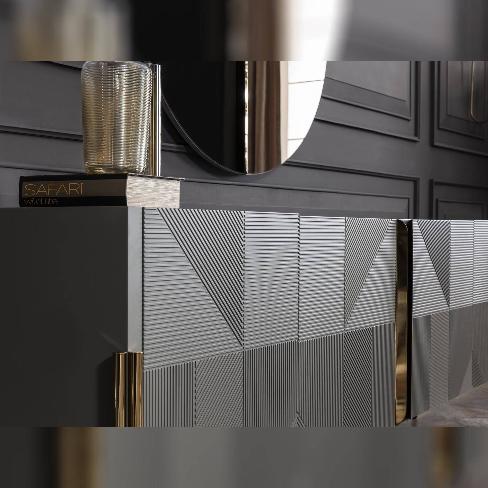 Grey Sideboard  Diva099-Cons -  Sideboards | خزانة جانبية غراي باللون الرمادي - ebarza Furniture UAE | Shop Modern Furniture in Abu Dhabi & Dubai - مفروشات ايبازرا في الامارات | تسوق اثاث عصري وديكورات مميزة في دبي وابوظبي