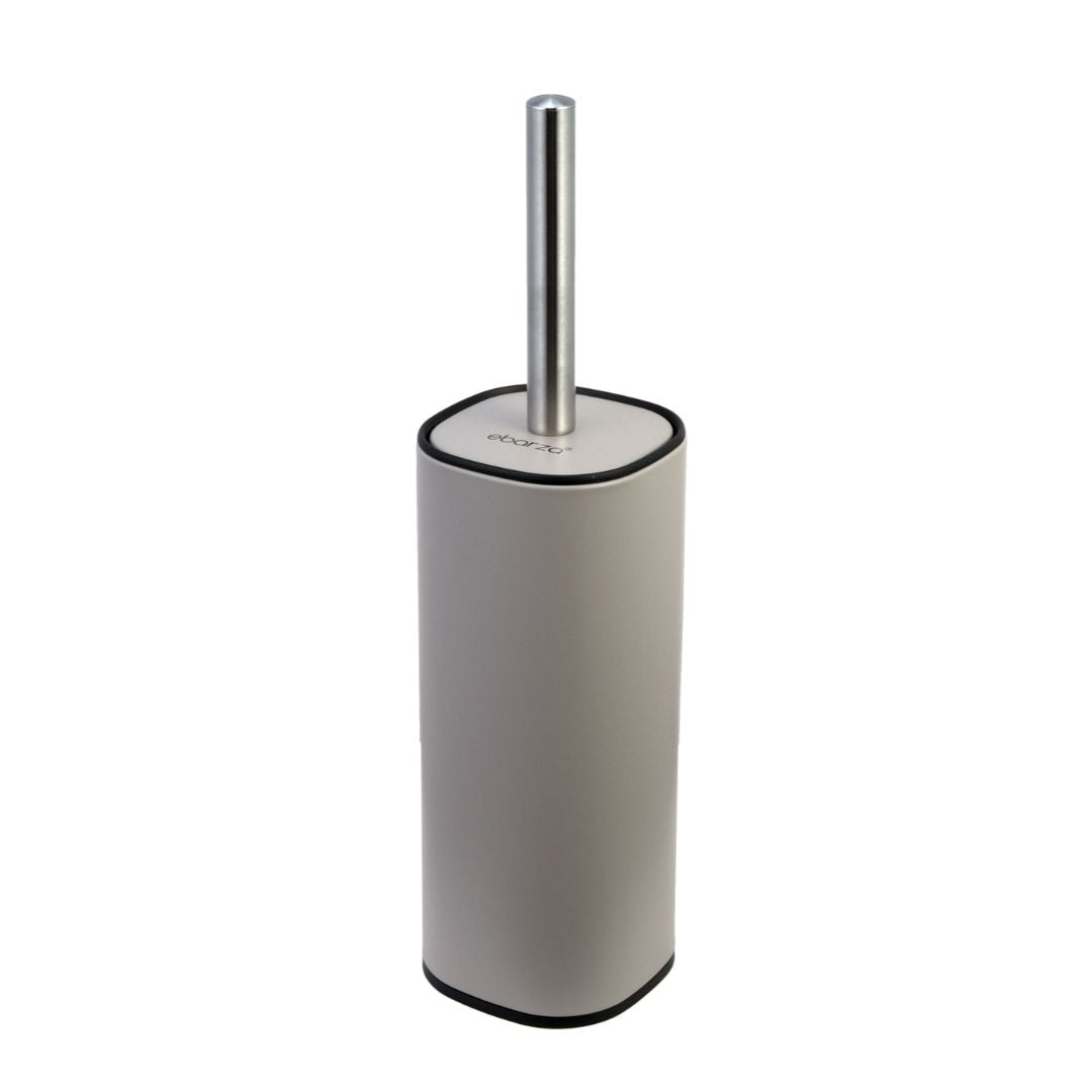Grey toilet brush with holder from BEACON bathroom accessories collection, designed for cleaning and storage in bathrooms.